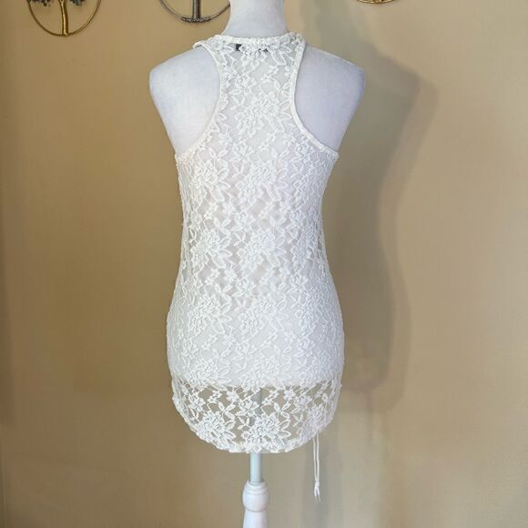 Body Central White Sheer Lace Racerback Tank Top Small - Picture 3 of 7